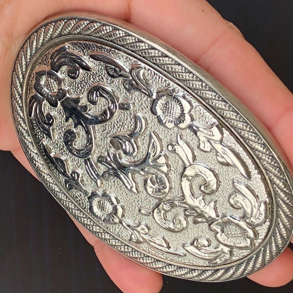 Plain vintage belt buckle removable silver cowboy - Picture 2 of 8